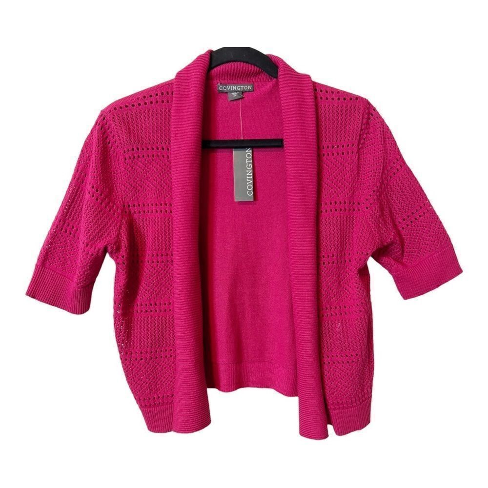 Covington Pink Crochet Cardigan Sweater Size Small